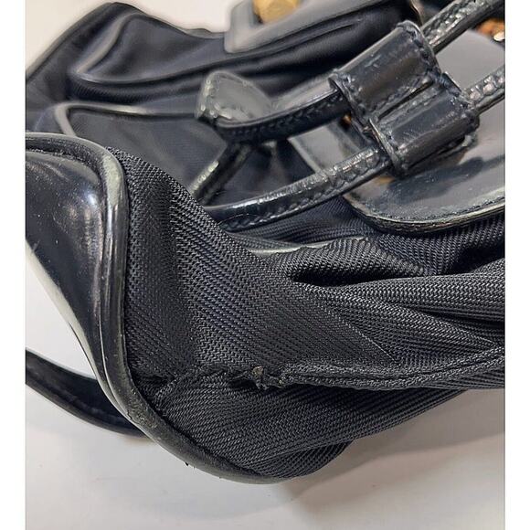 Authentic GUCCI Backpack Bamboo Handle/ Closures Black Patent Leather/Leather - Picture 7 of 12